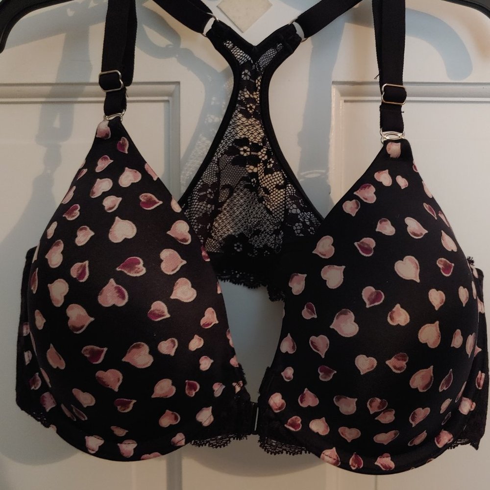 Maidenform Lacy Razorback Pushup Bra Hearts 36B